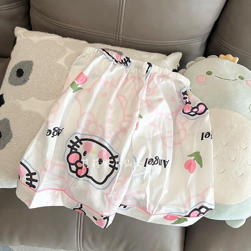 Product Introduction of Bộ Đồ Ngủ Mèo Kitty Hoạt Hình Nhật Bản, Phong Cách INS, Dành Cho Nữ, Hàng Mới Về Mùa Hè, Thiết Kế Dễ Thương, Thích Hợp Cho Sinh Viên Và Ký Túc Xá, Áo Mặc Bên Ngoài Mùa Hè, Đồ Ngủ 4