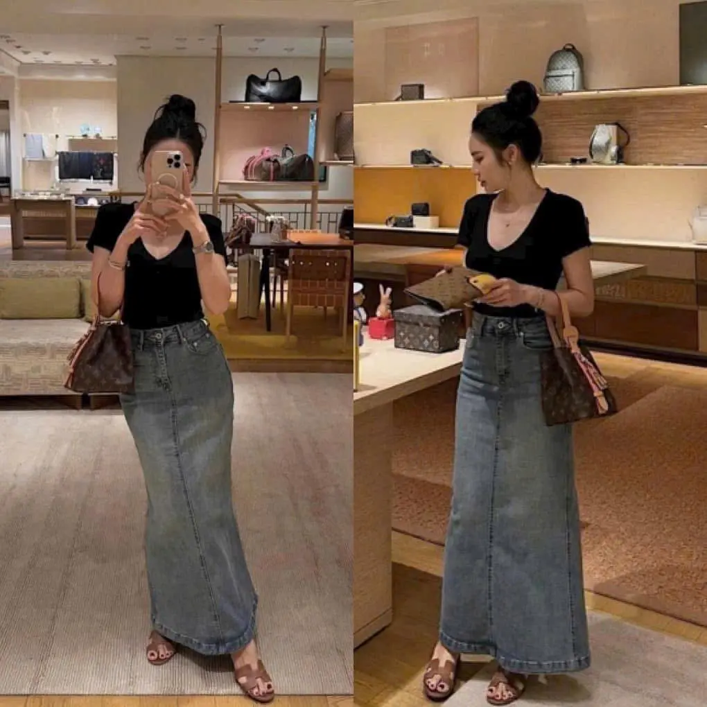 CHÂN VÁY JEAN NỮ DÁNG DÀI HÀNG ĐẸP CỰC SANG,CHÂN VÁY BÒ CHẤT MỀM HÀNG ĐẸP (kèm ảnh thật)
