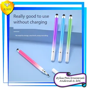 xqxm Stylus Pen Tablet/ Handphone 2in1 Layar Sentuh Kapasitif Mikrofiber Universal Hitam Biru Hijau Merah Muda Kuning Putih Menggambar dan Menulis Pena Ungu Ponsel