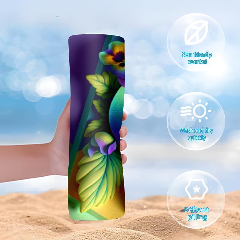 Floral Pattern Beach Towel, Soft Quick Drying Towel, Lightweight Absorbent Towel for Beach, Travel, Camping, Beach Party, Picnic 7