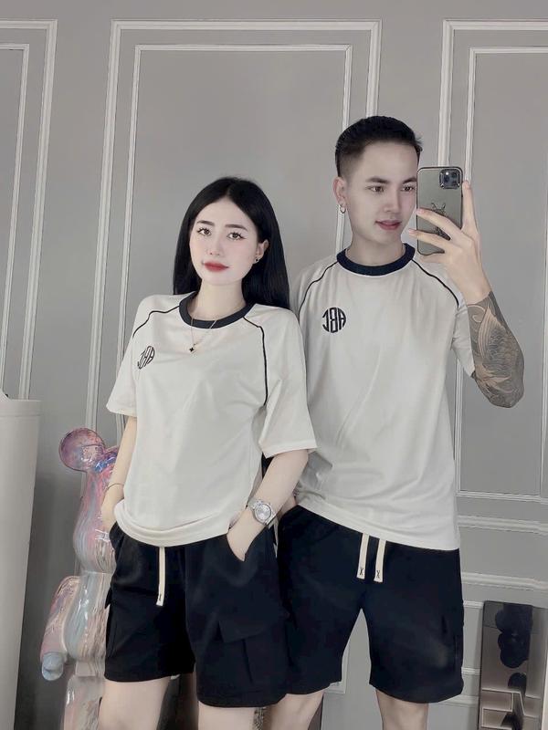 Sét đồ bộ nam nữ cổ tròn thun cotton phối quần vải kaki dày dặn