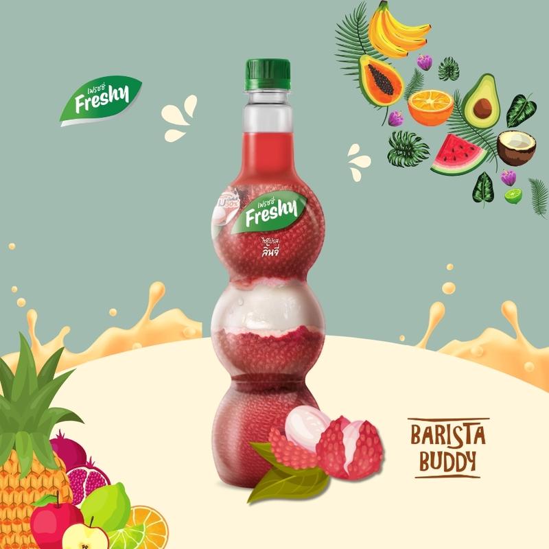  Siro Pha Chế Trái Cây Freshy Vị Vải - Chai 710ml - Nguyên Liệu Pha Chế 