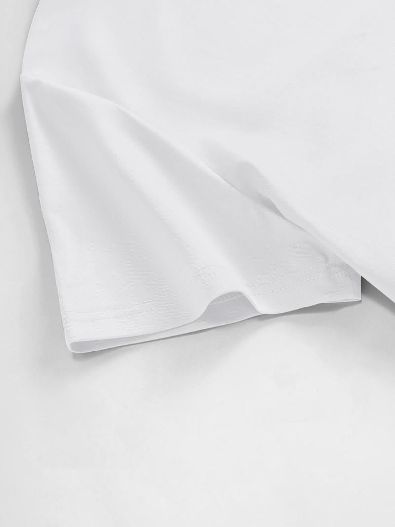 Product Introduction of Men's Letter Print Round Neck Tee, Regular Fit Casual Short Sleeve T-shirt for Summer, Men's Top for Daily Wear 4