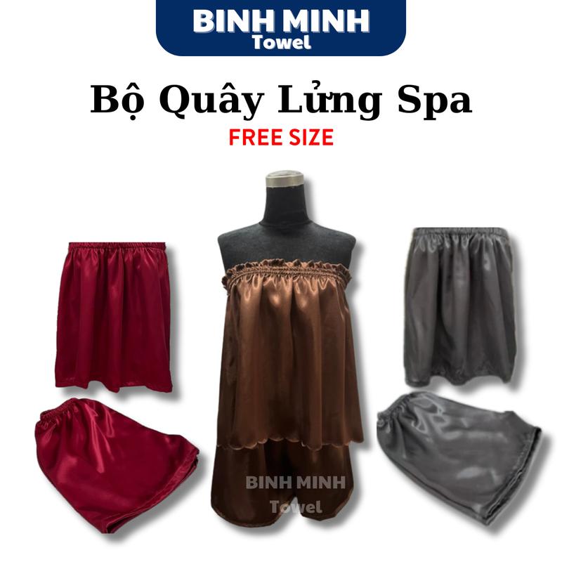 Bộ áo quây lửng spa bộ quây freesize vải lụa bóng mịn mát Nữ Women