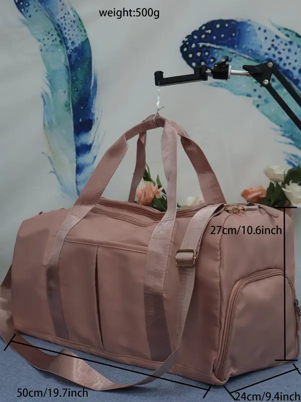 Fashion Wet and Dry Swimming Gym Sports Bag, Lightweight Outdoor Travel Tote Bag, Simple Plain Color Large Capacity Waterproof Zipper Duffle Bag, Unisex 1