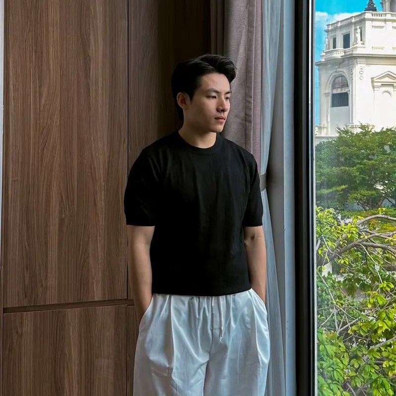 Áo thun ôm body tay ngắn dệt kim Mongtoghi cao cấp phù hợp 4 mùa, thoáng mát dễ chịu Menswear Shirt Navy Nam Cổ Tròn 1