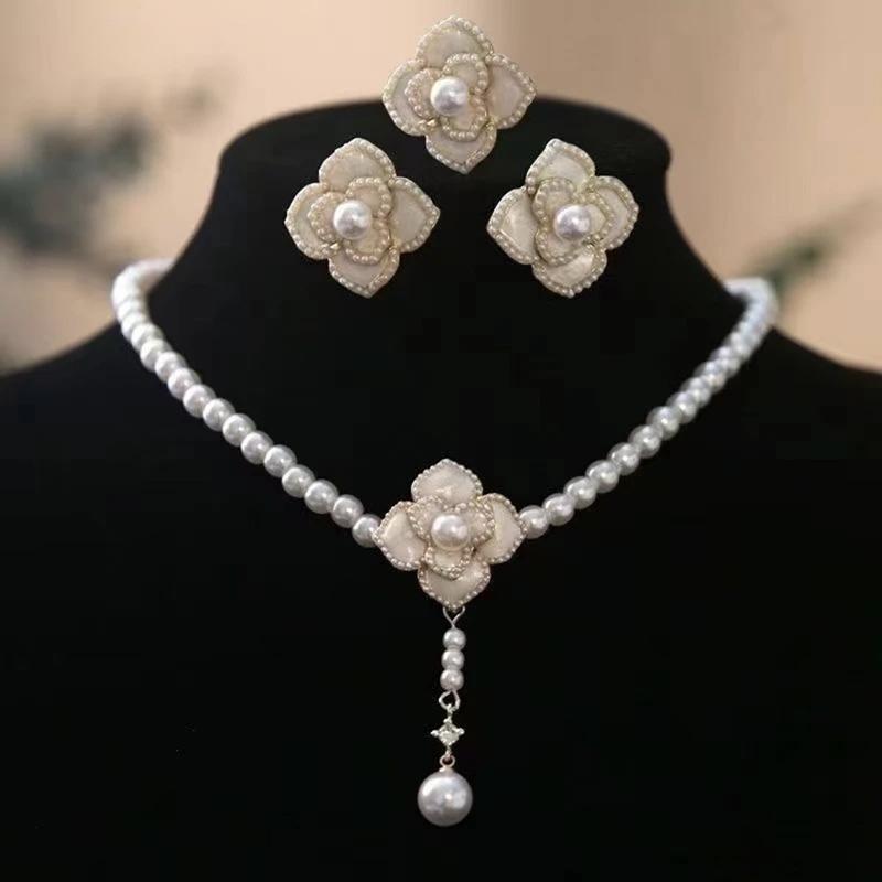 Flower  Set Women Sweet Elegant  Necklace Earrings Ring Sweet Choker Fashion Wedding 6