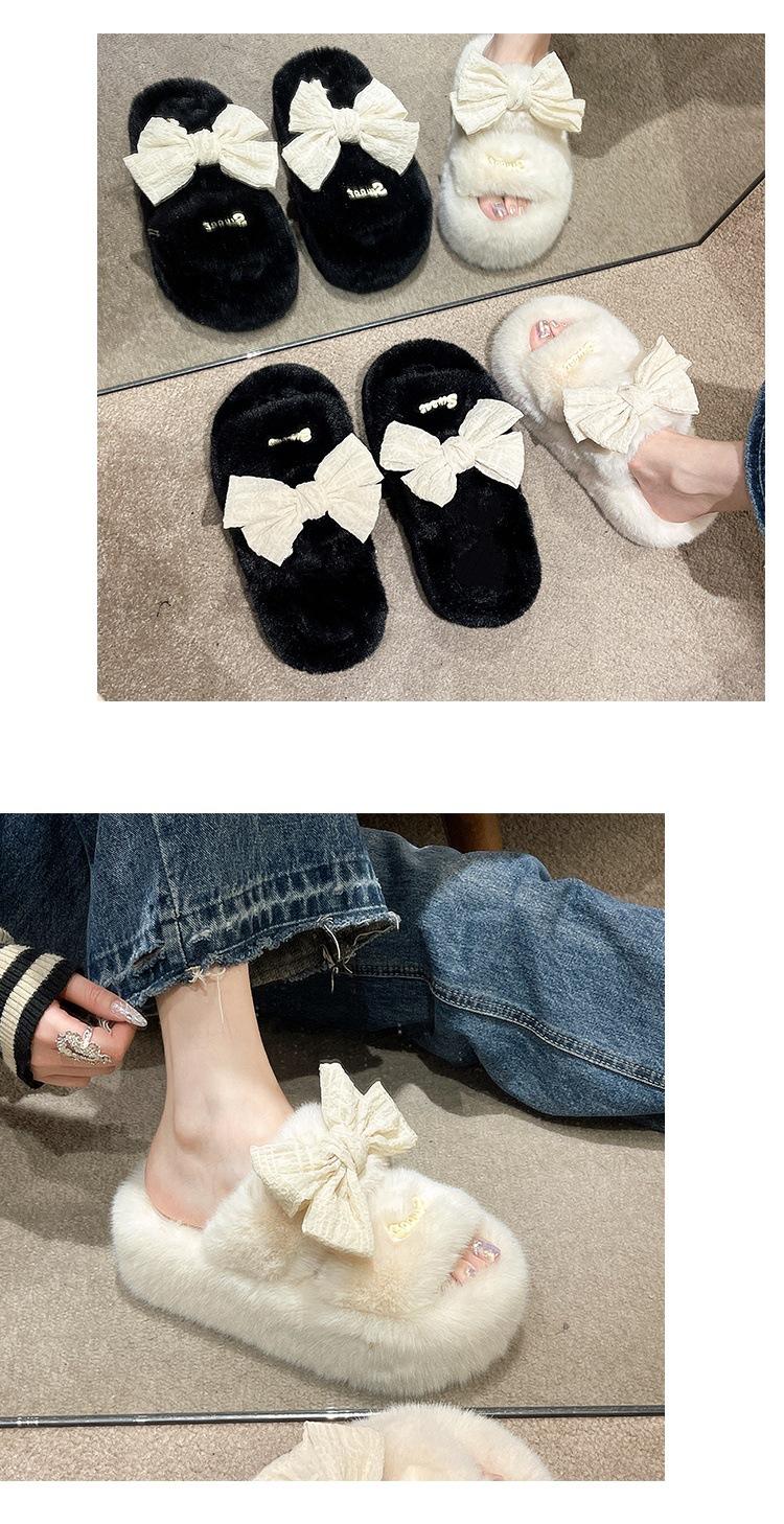 Product Introduction of Korean Style Fluffy Slippers Women's Outdoor Wear Winter Home Non-Slip Dormitory Cotton Slippers Thick Bottom Increased by Insulated Cotton-Padded Shoes Footwear Flipflop 11