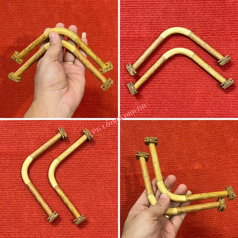 Cầu góc tre vuông khía kèm tai - Cầu góc tre già cho lồng chim chào mào gắn sẵn tai