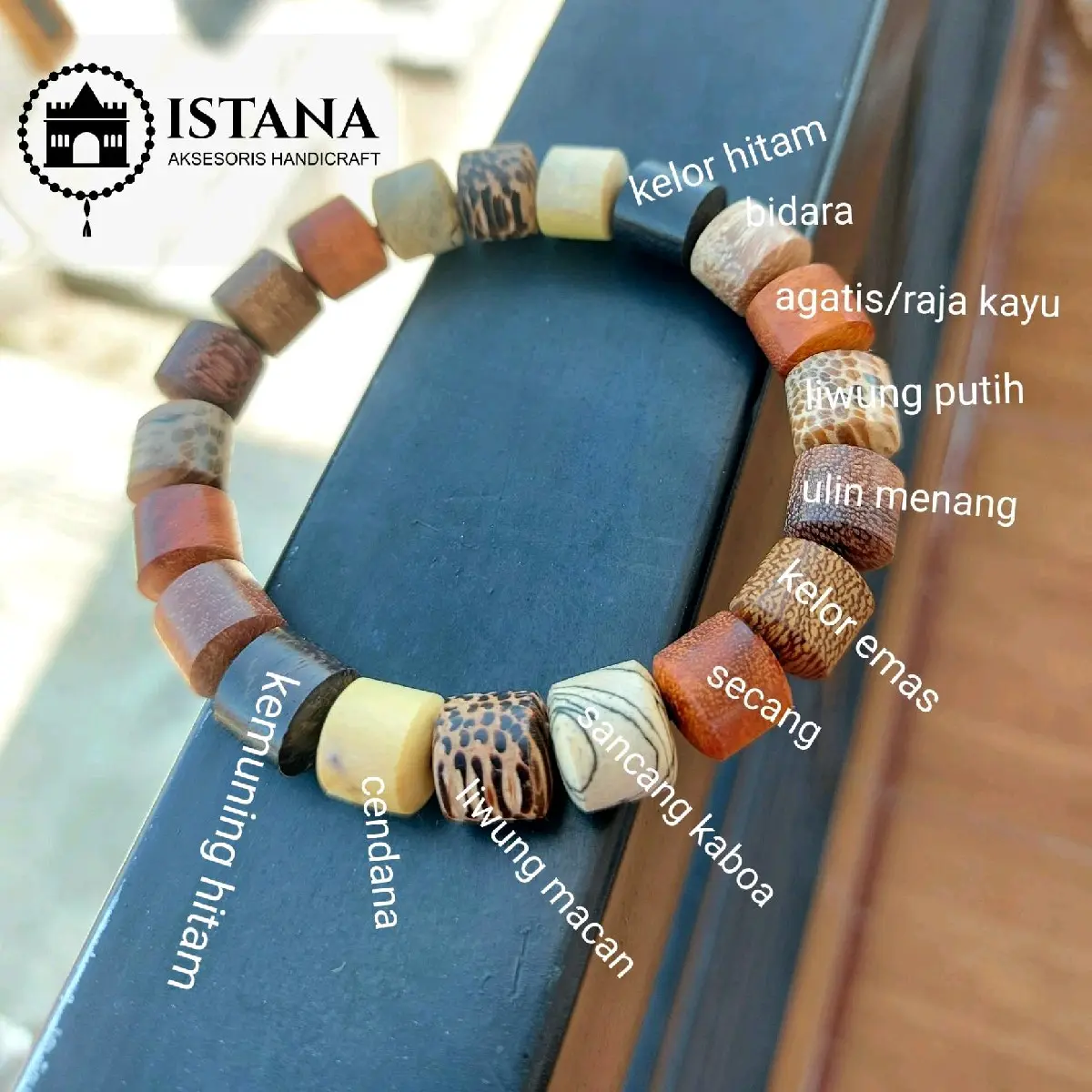 Gelang kayu kombinasi 11 macam Laki-laki