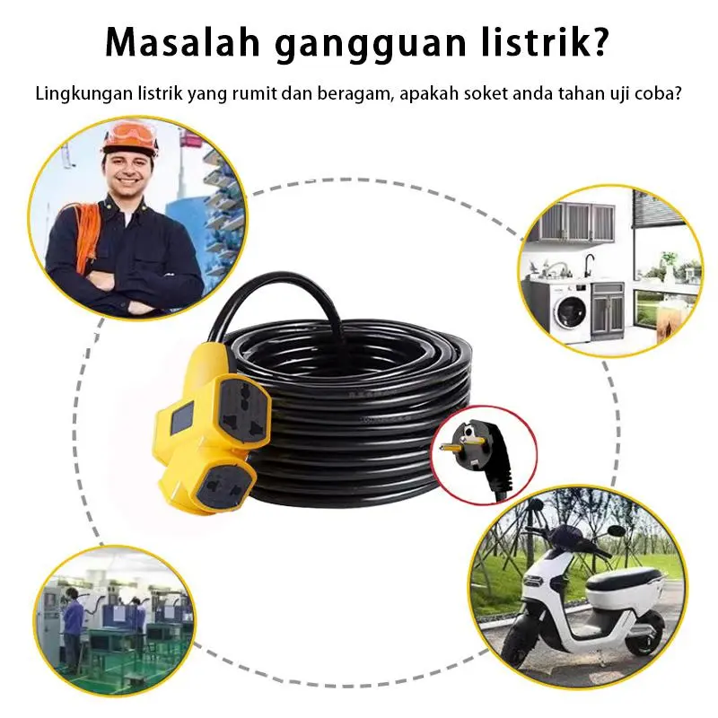 【Stok Lokal Ready】 Kawat & Kabel Listrik Gulungan Roll Dengan Saklar 30/20/10/5/3 Meter Sambungan Listrik Kabel Roll Kontra Arde Kabel Ekstensi Extension Cord Mendukung Kendaraan Listrik, Kabel Sambungan Multi Fungsi /Colokan Kabel Listrik /,Steker Kabel 2