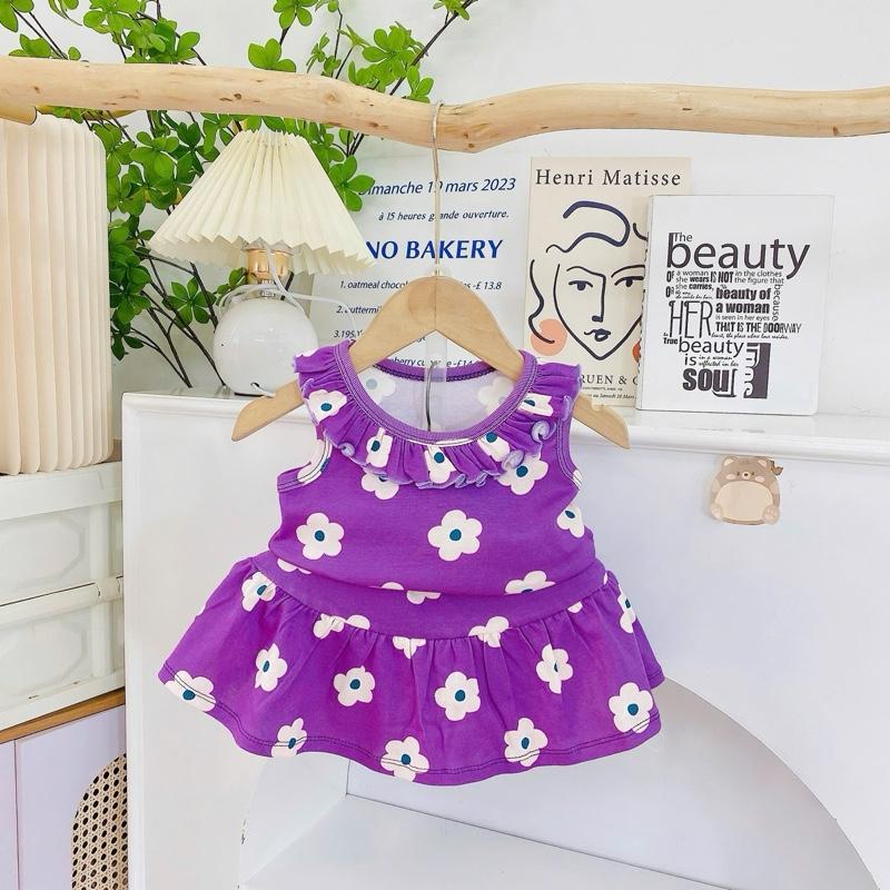 Set váy sát nách cổ bèo, Chất Cotton, mềm mịn mát cho bé gái mặc đi học đi chơi! 7