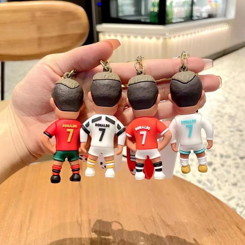 Product Introduction of Football Star Ronaldo Figure Keychain Jewelry Bag Pendent Keyring Collection Doll Car Ornaments Key Accessories Souvenirs Gifts 3
