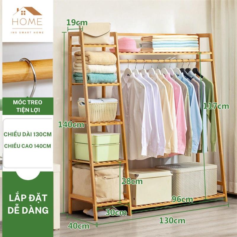 ⎈GIẢM 50%⏎ Tủ Treo Quần Áo Gỗ Tre , Kệ Treo Quần Áo Hàng Nhập Khẩu 2