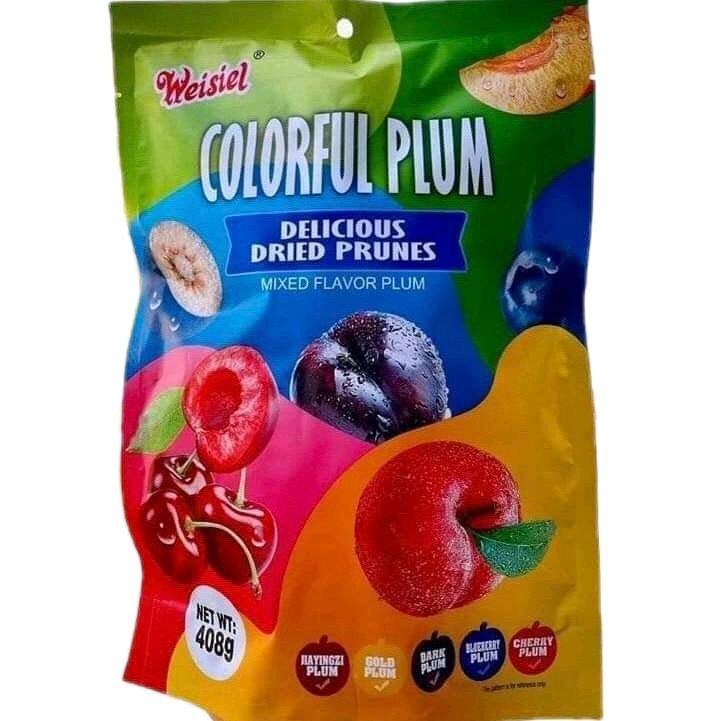 Combo 4 bịch ô mai mix vị colorful plums - 1 túi 408gr mix 5 loại Ăn Vặt Chua Food omai ximuoi tuta trái cây kẹo mứt