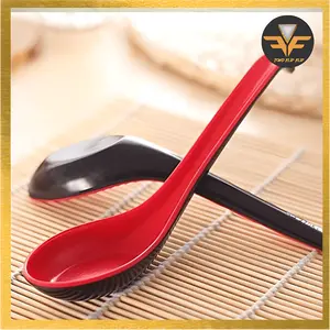 Sendok Ramen Bebek Melamin Japan Style Sendok Makan Ramen Melamin Merah hitam Kitchenware Plastik