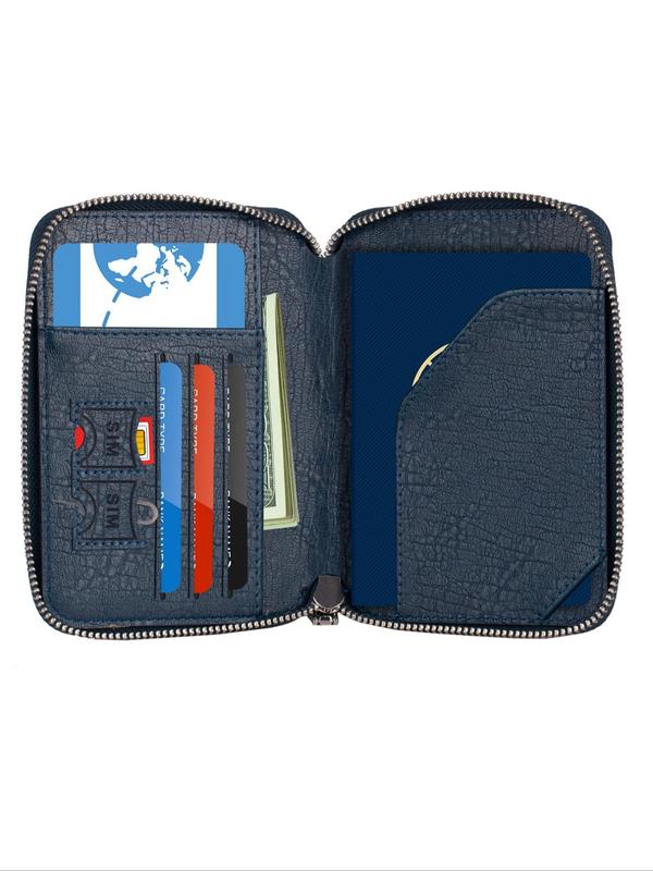 Solid Color Zipper Closure Passport Wallet, Fashionable Travel Document Holder Cover, Casual Trendy Versatile High-quality Passport Case for Women & Men 5