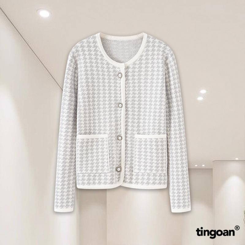  TINGOAN - Áo len khoác cổ tròn dáng dài vân răng sói XÁM MACCARONI JACKET GR PHIÊN BẢN MỚI T2.2025 