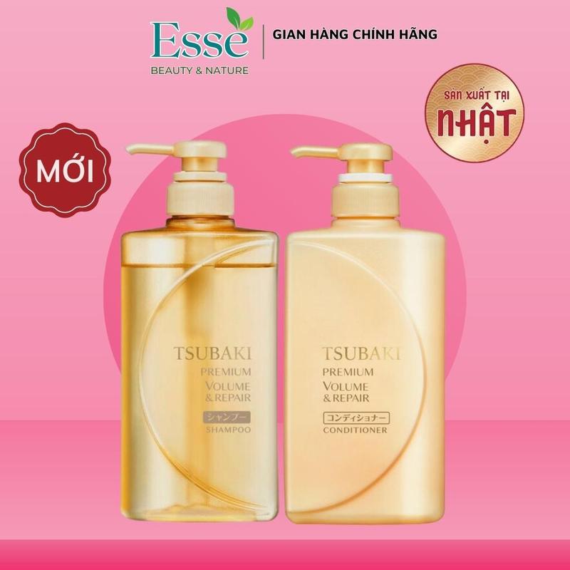 Bộ dầu gội xả Phục Hồi Tóc Hư Tổn Tsubaki Vàng 490ml chai - Chăm sóc tóc Khô xơ mỏng xẹp