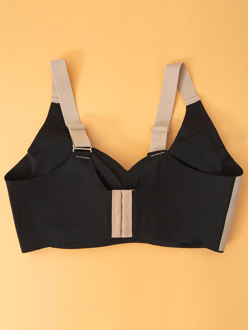 Product Introduction of Women's Colorblock Adjustable Strap Wireless Bra, Casual Comfortable Breathable Push Up Bra, Ladies Lingerie for All Seasons 4