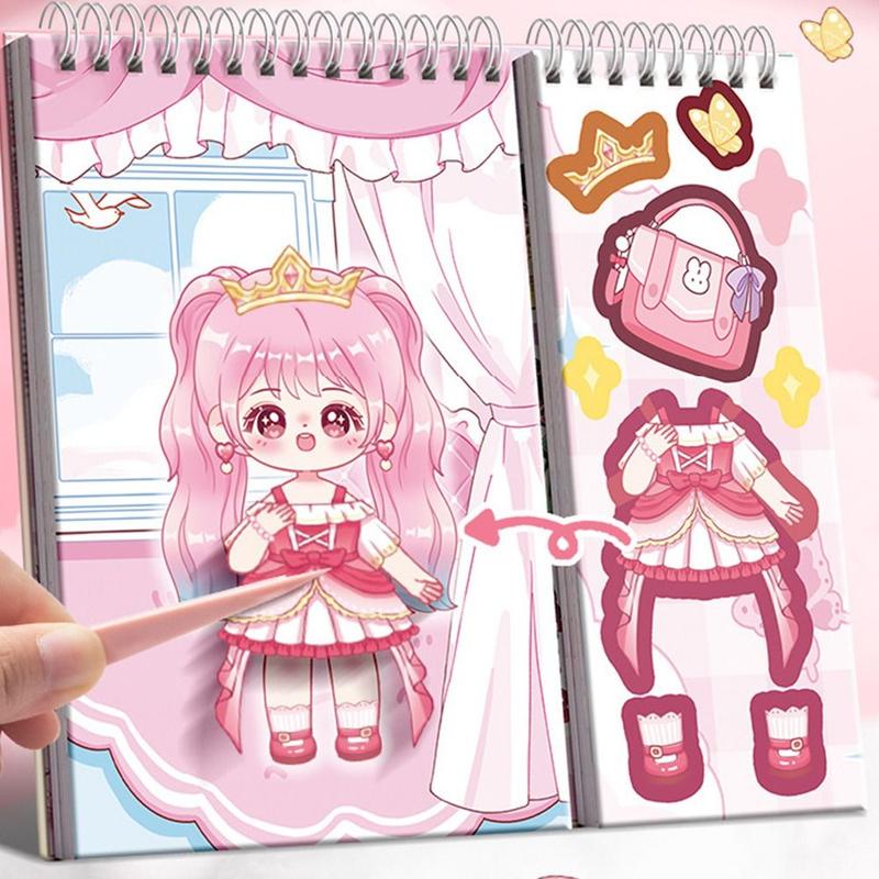 Product Introduction of Creative Multicolor Dress Up Scene Stickers Stress Relief Papper Clothes Coloring Book Makeup Decals Clothes Coloring Makeup Dressing Stickers for Kids Adult 15