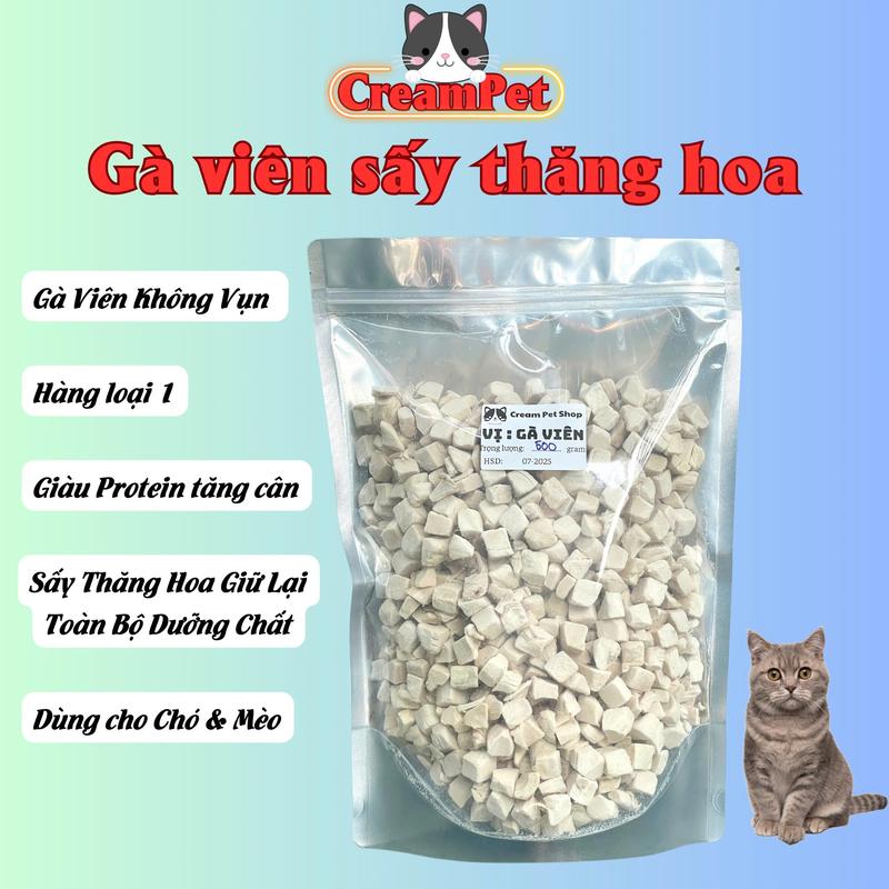 Gà viên sấy khô giàu dinh dưỡng giúp tăng cân cho chó mèo