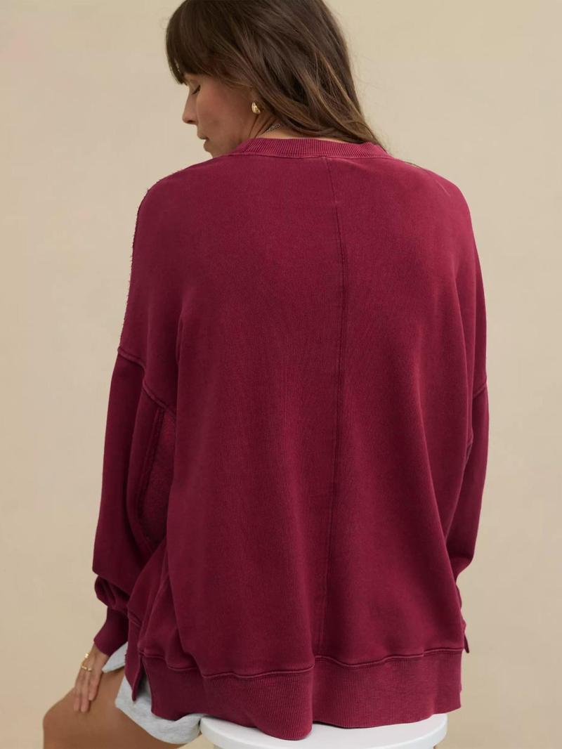 Product Introduction of Women's Plain Crew Neck Pullover Sweatshirt, Casual Long Sleeve Round Neck Sweatshirt for Spring & Fall, Fashion Women's Top for Daily Wear 8
