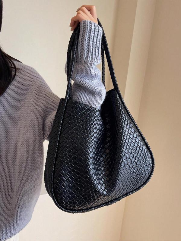 Women's Braid Design Shoulder Bag, Fashionable Large Capacity Pu Leather Bag for Work & Daily Used, Casual Trendy Versatile Daily Commuting Bag, National Day Offers,  Tote Bag for Women 8