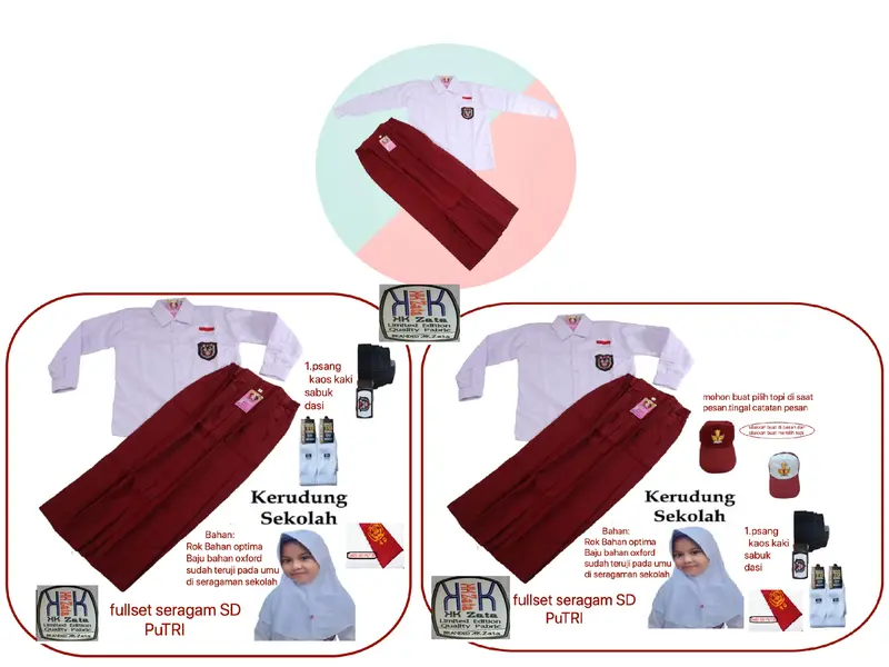 fullset seragam sekolah SD putri Baju Rok Fashion Fashion Anak 1