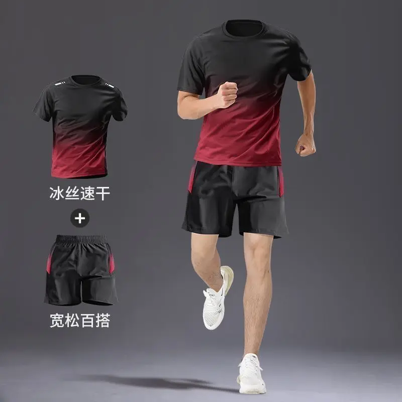Bộ Quần Áo Quần Áo Thể Thao Tập Thể Dục, Bộ Sưu Tập Năm 2025, Thích Hợp Chạy Bộ, Mỏng Và Nhanh Khô, Có Sẵn Trong Mùa Hè, Áo Phông ngắn Tay Và Quần Đùi, Thích Hợp Để Tập Bóng Rổ 1