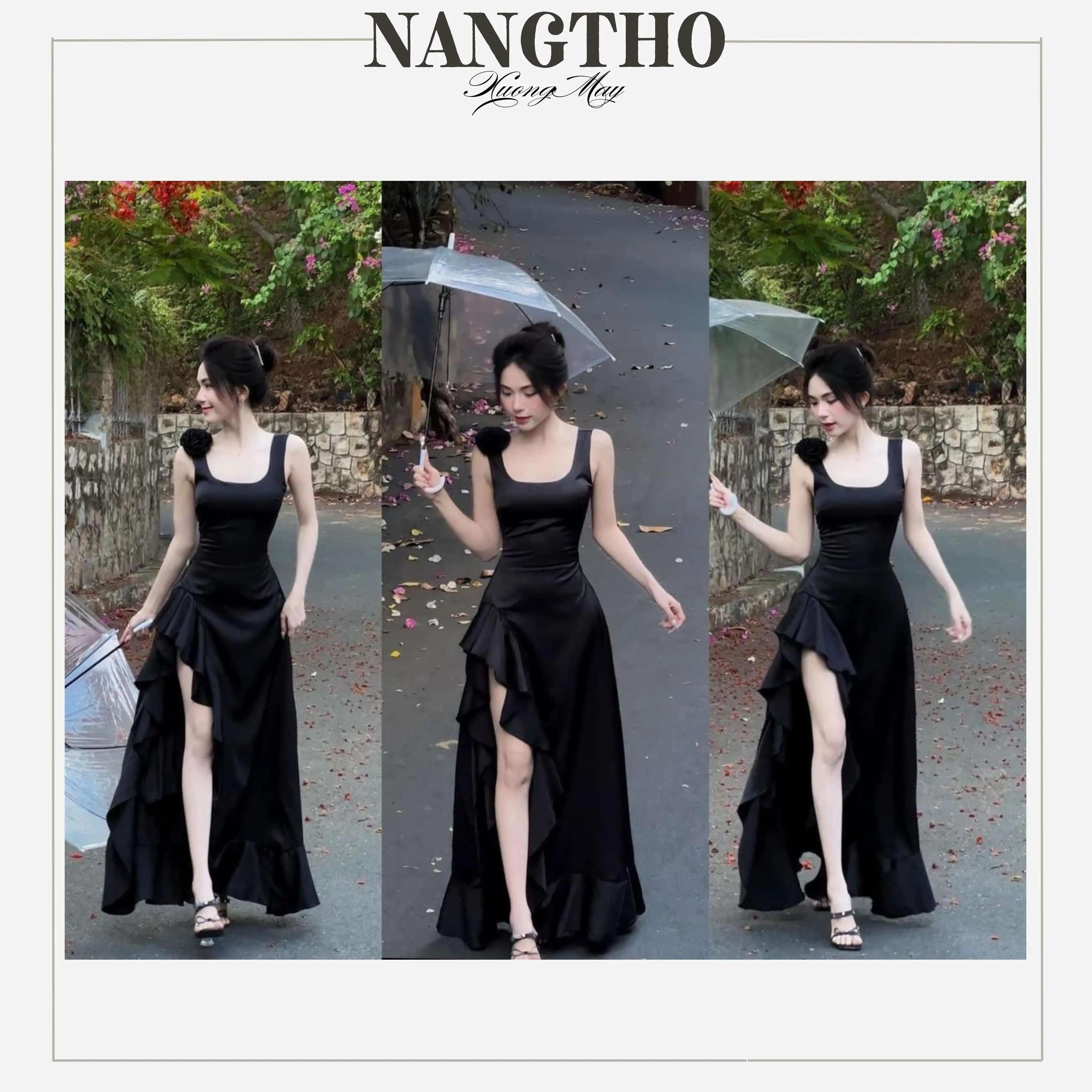 D179 [XẢ] (Kèm Hoa) Dress Tôn Dáng Chất Phi Lụa Nhám, Bóng Kem Nhung