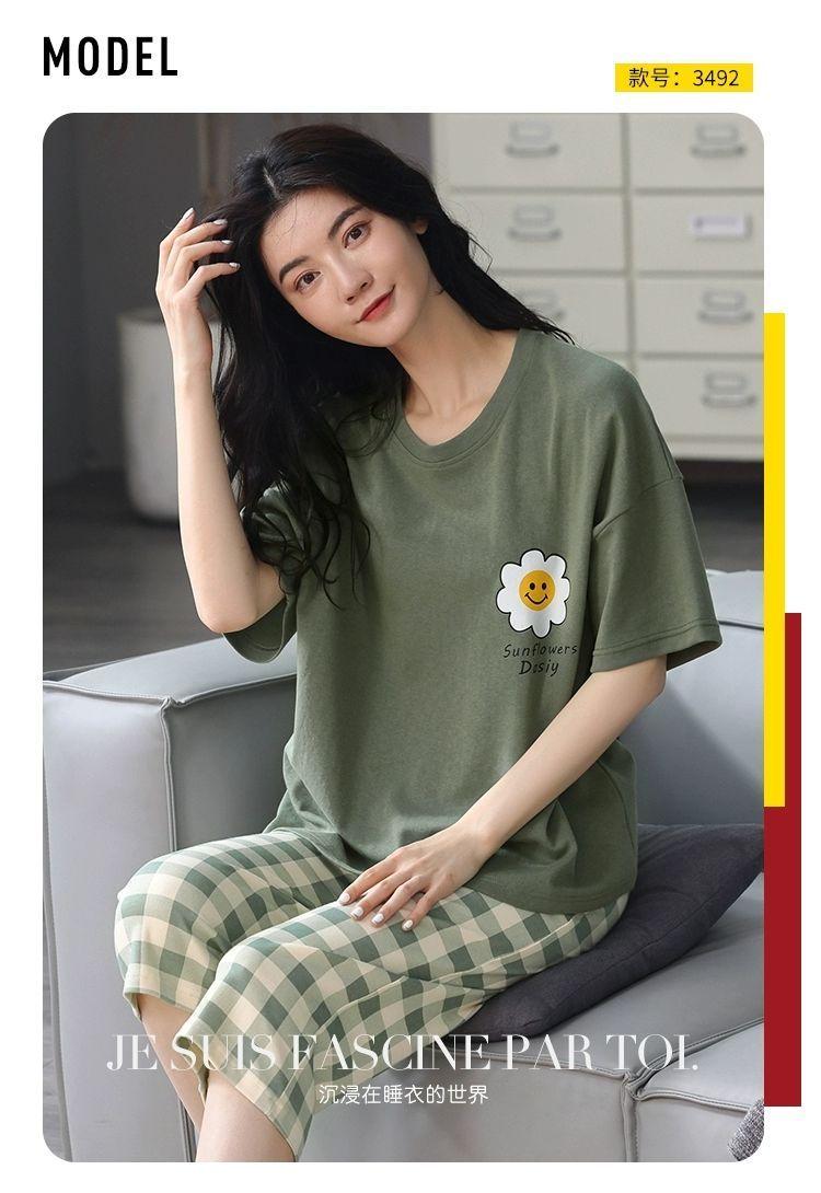 Product Introduction of Đồ Ngủ Cotton, Xương, 5XL, Thích Hợp Cho Bé Gái Béo (100,35kg), Quần ngắn Tay, Dành Cho Nữ, Phong Cách Mùa Xuân Và Mùa Hè, Ngoại Cỡ, Dáng Rộng Vừa Vặn, Hỗ Trợ Mặc Tay 2