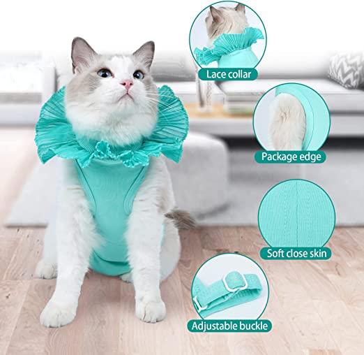 Product Introduction of Baju Kucing Anjing Recovery Steril Pasca Operasi Pemulihan Luka Jantan Betina Premium Model Kerah Renda Lace Lucu 36