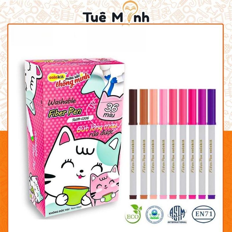 Bút lông màu Fiber Pen Colokit 36 20 màu cây viết ngòi nón nét thanh nét đậm brush lettering Calligraphy tô màu Thiên Long