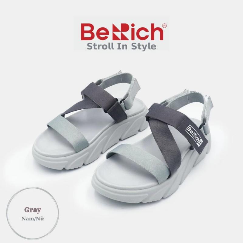 [FREESHIP] Giày Sandal Berich nam nữ đế phylon cao 5cm nhẹ, êm, bền, chống trơn trượt màu Xám Phối