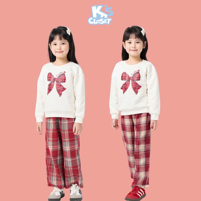 K's Closet - Bộ Quần Áo Jumper Chất Liệu Vải Áo Nỉ Bông, Quần Chất Liệu Dạ Cho Bé Gái (2-14 tuổi) từ 10kg - 50kg E014FOF