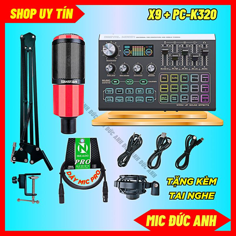 Bộ Sound Card X9 2024 Kết Hợp Mic PC-K320 Chuyên Thu Âm, Hát Livestream Độ Bền Cao Bảo Hành 12 Tháng