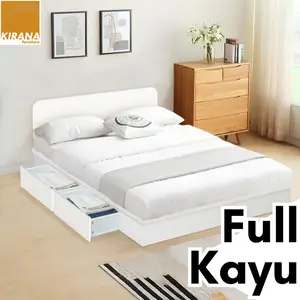 Ranjang Dipan Kayu Rangka Tempat Tidur Divan Putih Modern Minimalis IOWA 100 120 160