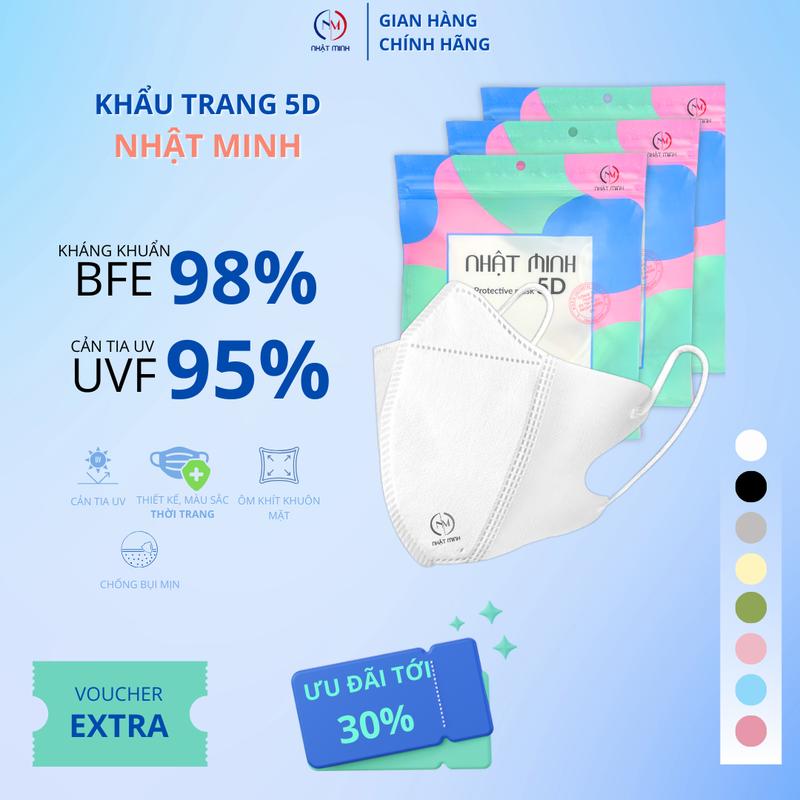 Set 100 Chiếc Khẩu Trang 5D mask Nhật Minh Phụ Kiện - chống tia uv