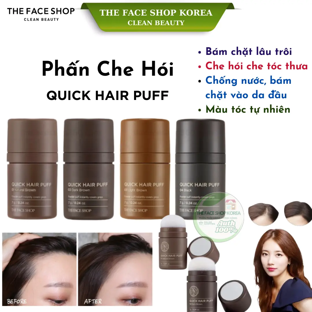 Phấn che khuyết điểm tóc che hói THEFACESHOP Quick Hair Puff  Nữ
