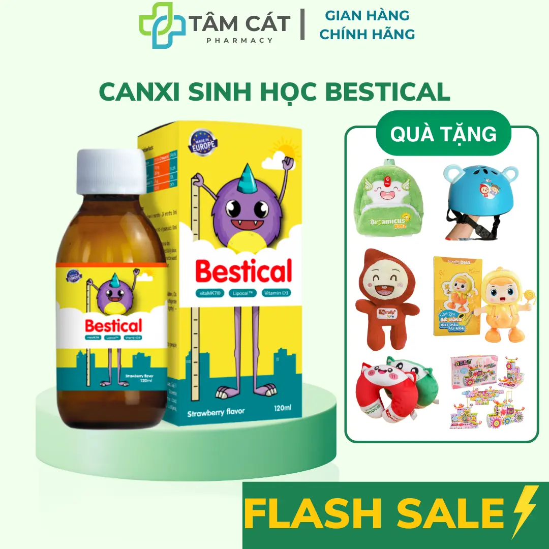 Bestiscal Canxi Sinh Học BESTICAL, canxi cho bé Kết Hợp Vitamin D3 K2, Giúp bổ sung canxi tăng chiều cao 120ml - CHÍNH HÃNG+TÍCH ĐIỂM