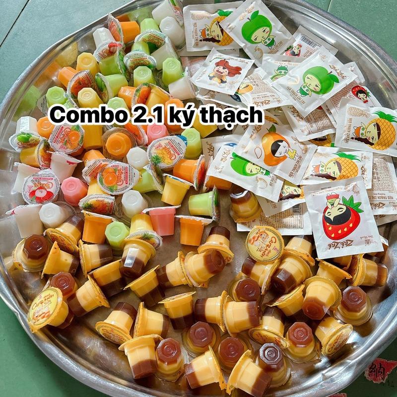 Combo 2.1 ký thạch zaizai mix nhiều loại thạch nhiều vị  - 500 gram zai zai ngắn đức hạnh - 700 gram carramen- 900 gram thạch sữa Chua trái cây - ăn.vat- FOOD