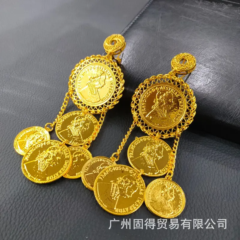 Bông Tai Tua Rua Hoa Đồng Thau Mạ Vàng 24K, Renevo, Trang Sức Tai Cỡ Lớn Châu Phi Và Ấn Độ, Bông Tai Cô Dâu Dubai Bông Tai Hình Giọt Nước 6