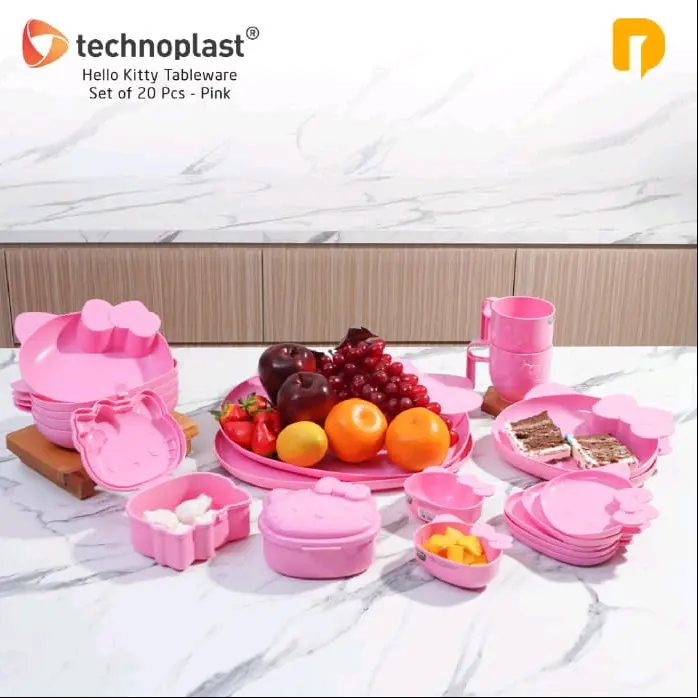 Alat Makan Anak Set Technoplast Hello Kitty Tableware Set 20 Pcs Tempat Makan