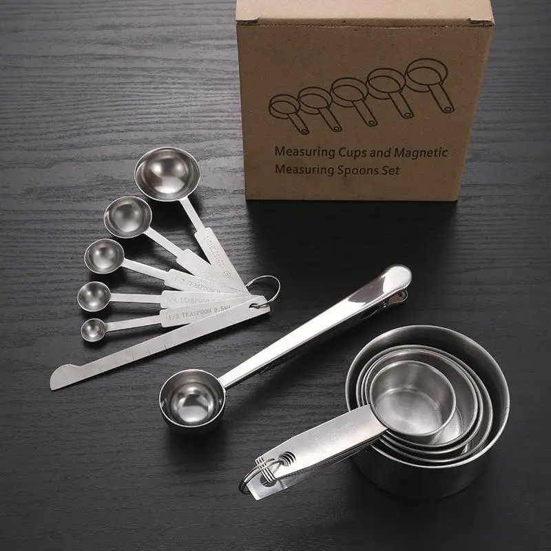 12pcs Measuring Spoon & Cup Set, Stainless Steel Seasoning Spoon, Baking Measuring Utensils For Kitchen 2
