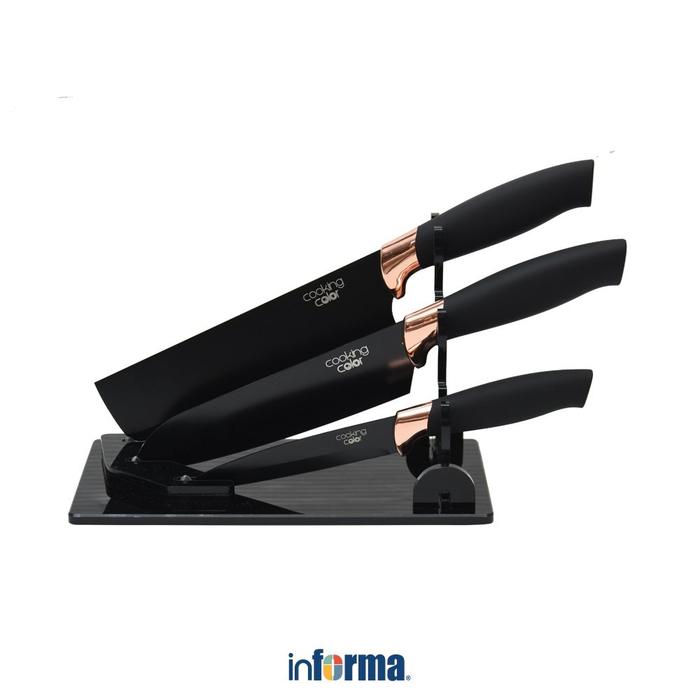 Jual Informa Cooking Color Set 4 Pcs Madsen Pisau Dapur Dengan Stander ...