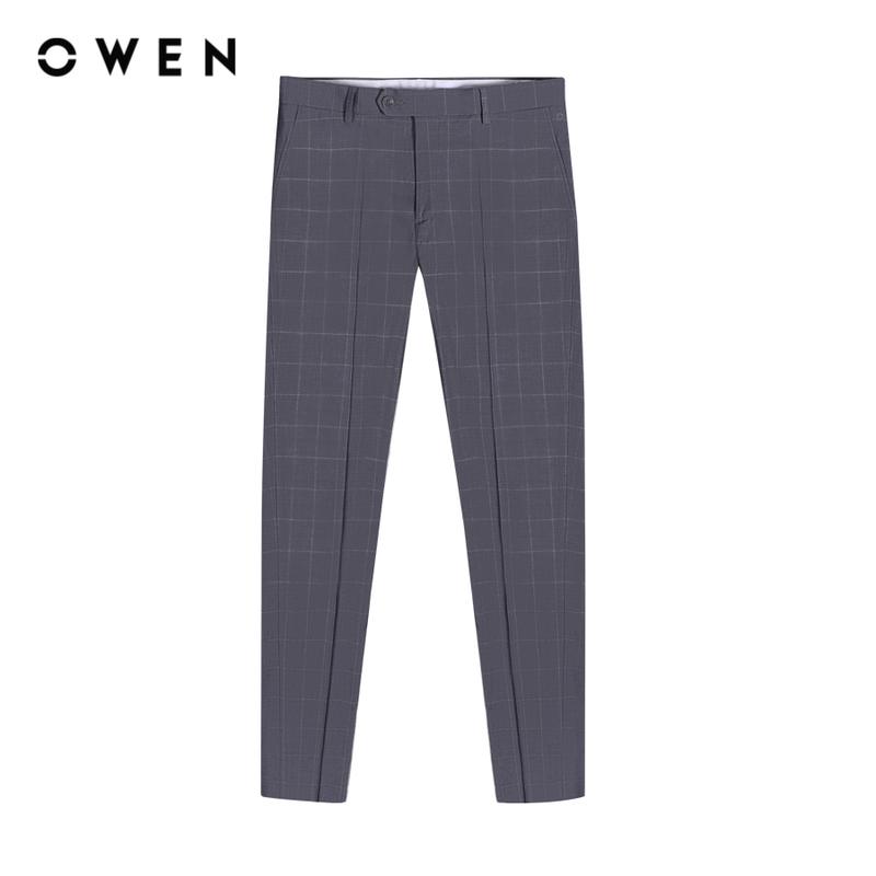 OWEN - Quần tây Nam Slim Fit QS231262 màu Ghi Kẻ chất liệu Nano Menswear Pants