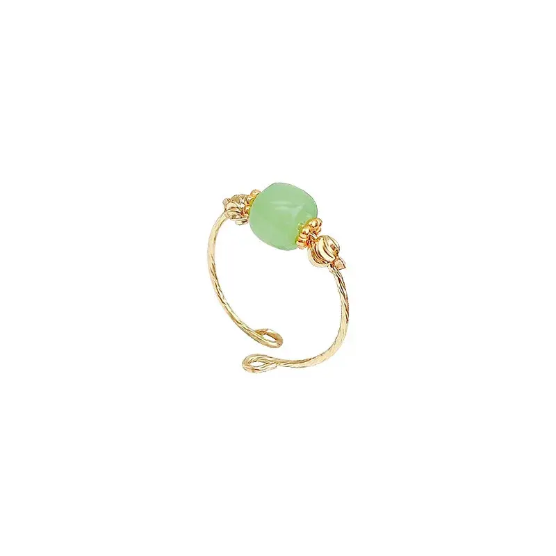 Gold Color Party Creative Jewelry New Vintage Fashion Adjustable Rings for Women Can Turn To Relieve Anxiety Jade Ring 5