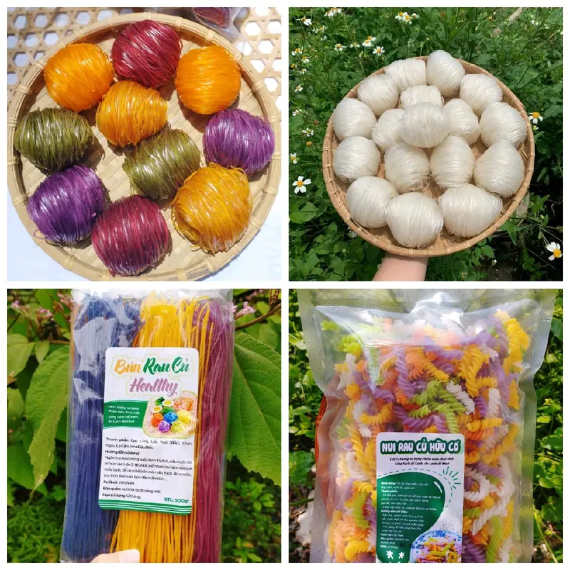 Combo 2kg gồm: 500gr hủ tiếu trắng, 500gr hủ tiếu rau củ, 500gr bún rau củ, 500gr nui xoắn rau củ Food (Tặng 500gr nui xoắn rau) Thức Ăn 0