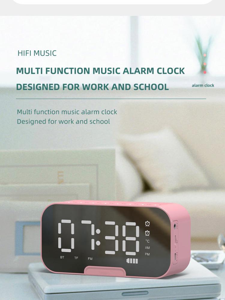 Product Introduction of Cross-Border Hot-Selling Smart AI Bluetooth Speaker Mirror Clock Alarm Clock Mini Card-Insert Radio Speaker Creative Gift mini  speaker  mini  speaker 15